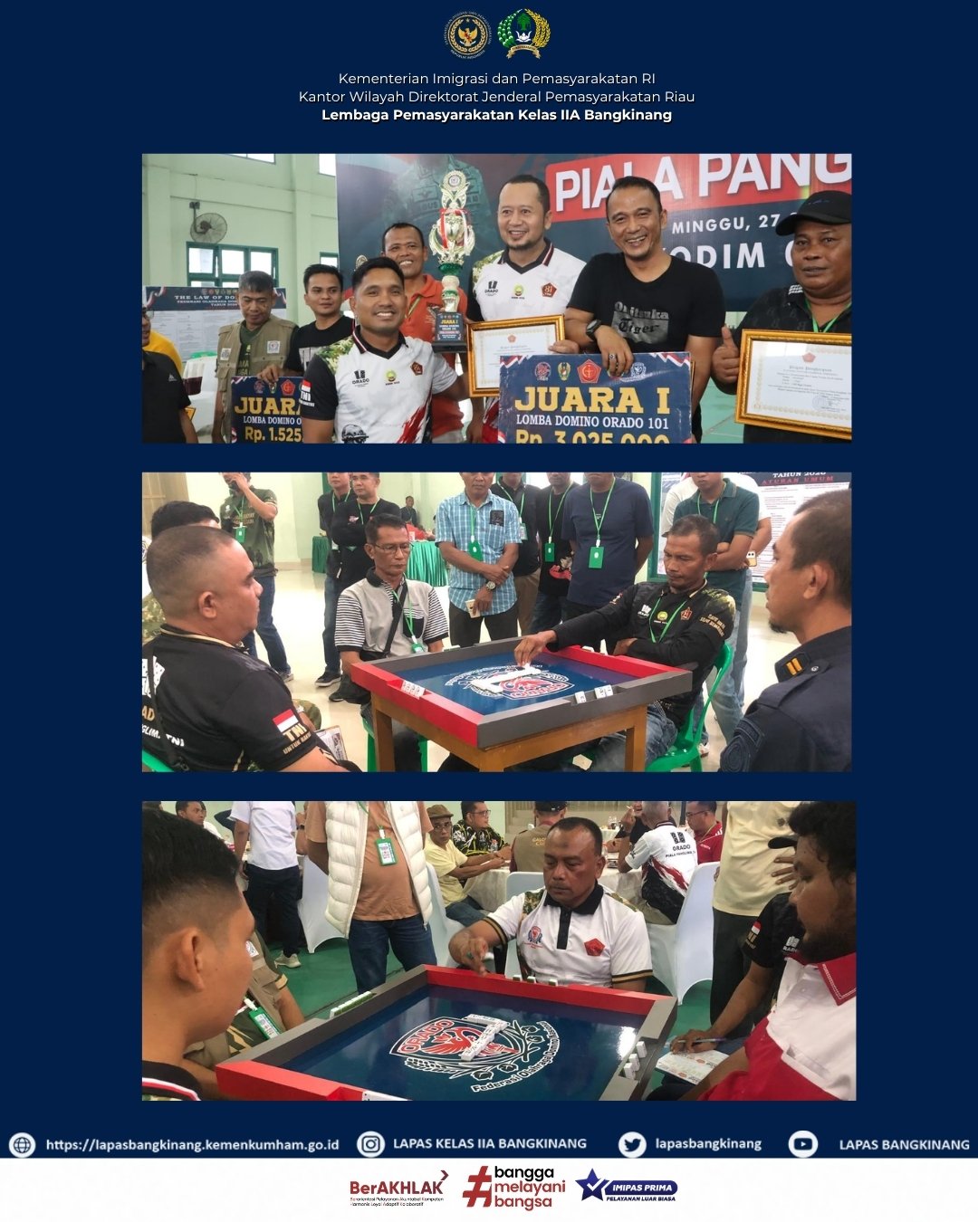 | KALAPAS BANGKINANG RAIH JUARA I TURNAMEN DOMINO ORADO 101 PIALA PANGLIMA TNI TAHUN 2026 | KALAPAS BANGKINANG RAIH JUARA I TURNAMEN DOMINO ORADO 101 PIALA PANGLIMA TNI TAHUN 2026