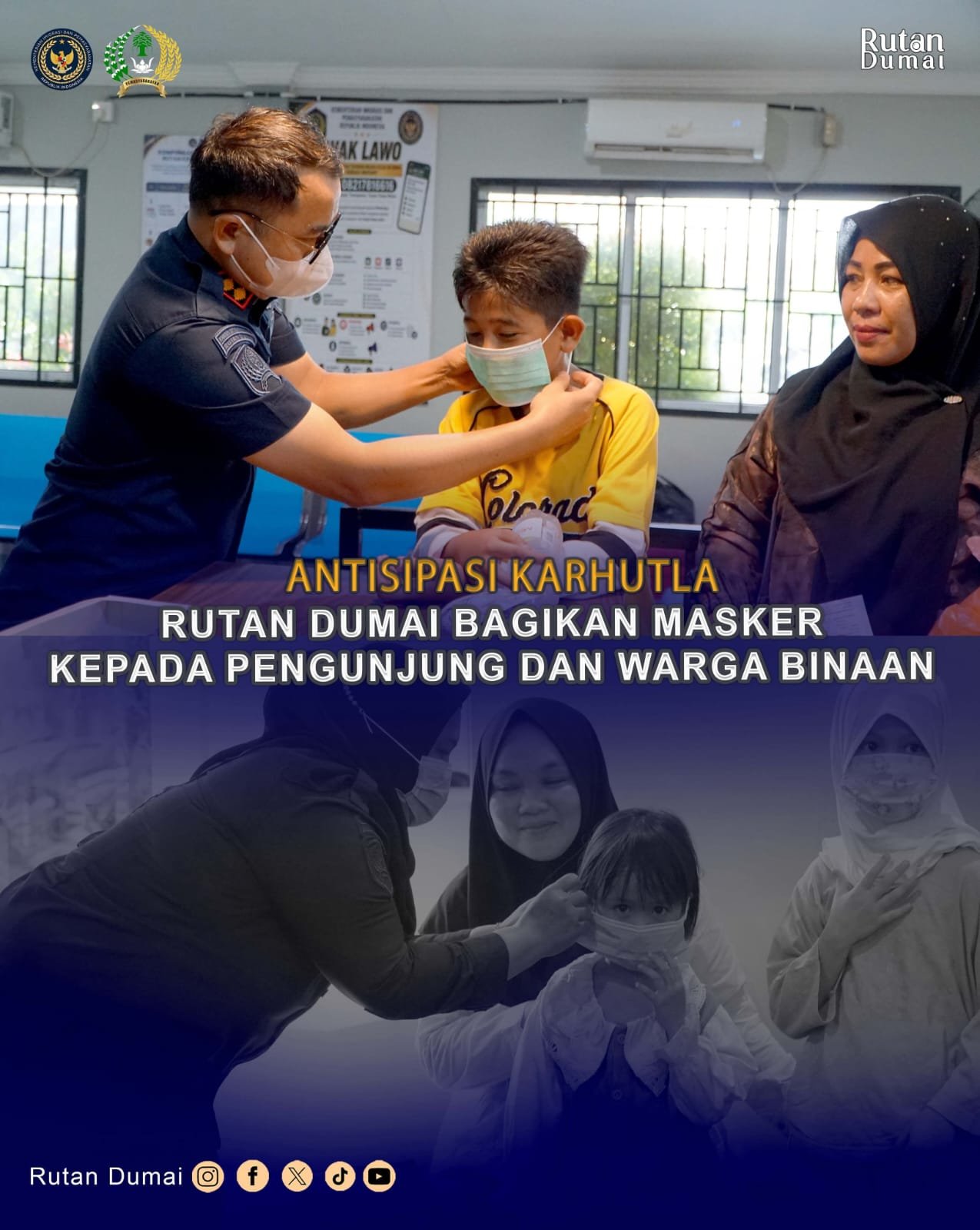  | Antisipasi Karhutla, Rutan Dumai Bagikan Masker kepada Pengunjung dan Warga Binaan